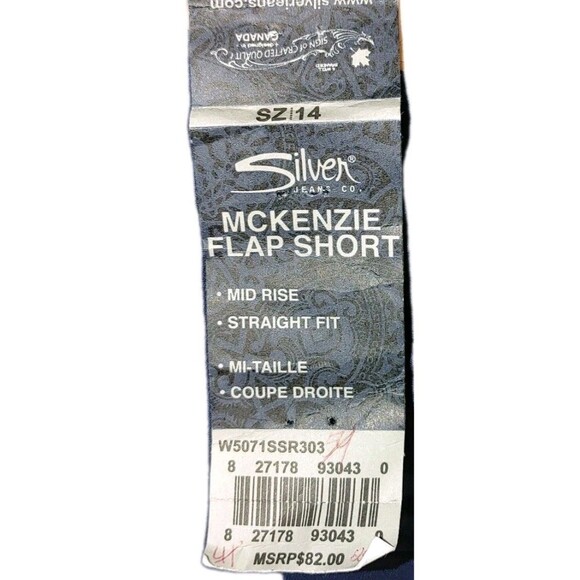 Silver Jeans Co McKenzie Flap Shorts Blue Denim Embroidered Women's Size 14 - Picture 11 of 13